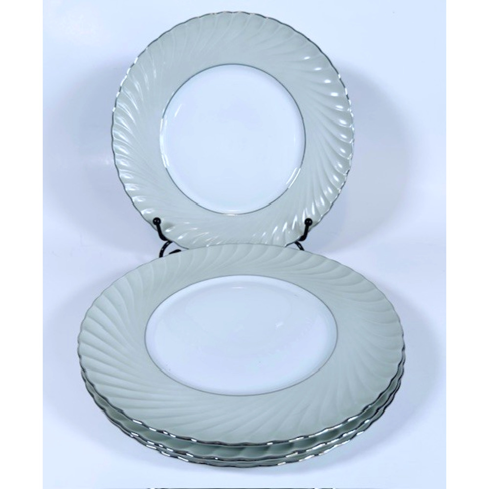 Royal Tettau South Wind Grey Green 4 Salad Plate Gray/Green Border Swirled VTG